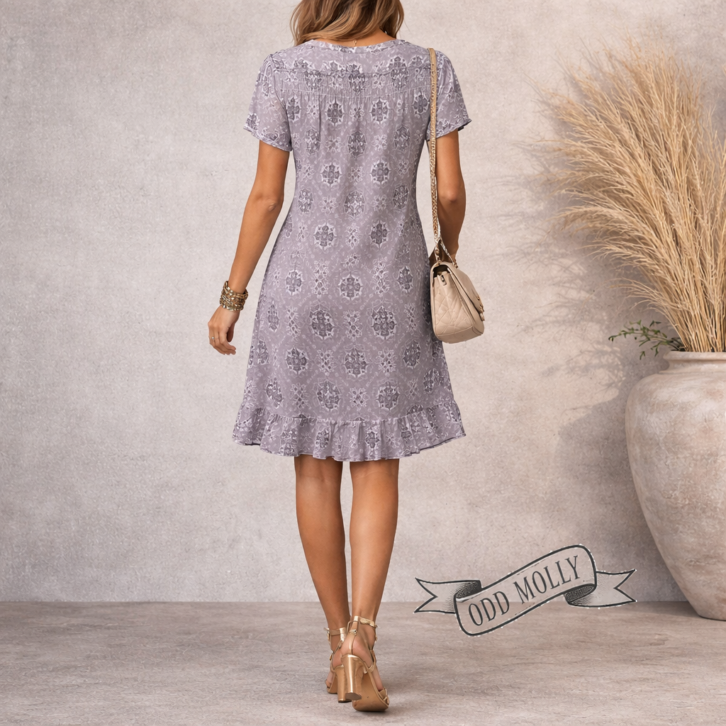 Odd Molly Blue Grey Cotton Dress Size 1 UK 10