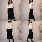 Stylewe Black Knit Midi Pencil Skirt UK 8/10
