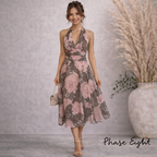 Phase Eight Dusky Pink & Brown Silk Dress UK 10