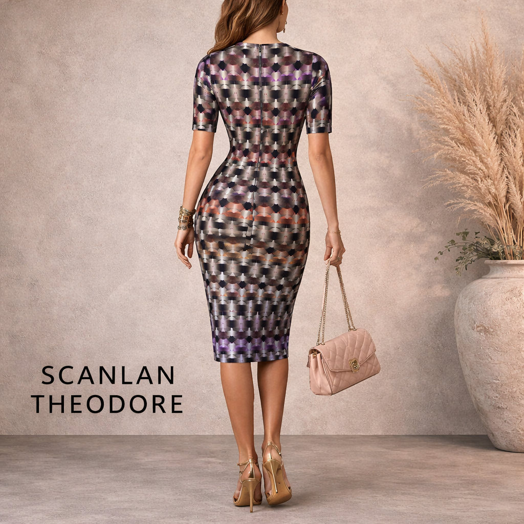 Scanlan Theodore Geometric Print Scuba Dress UK 8