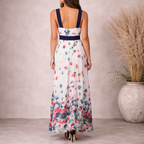 Monsoon White Chiffon Multi Coloured Floral Dress UK 10