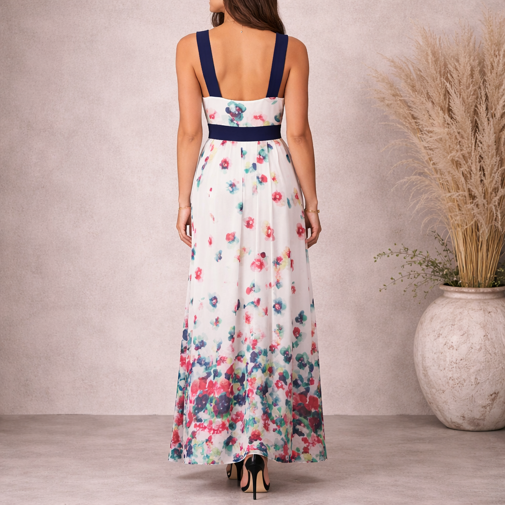 Monsoon White Chiffon Multi Coloured Floral Dress UK 10