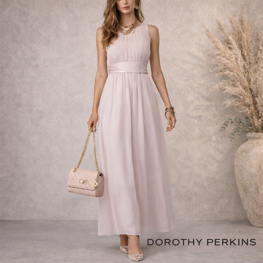 Dorothy Perkins Showcase Pale Pink Maxi Dress UK 12