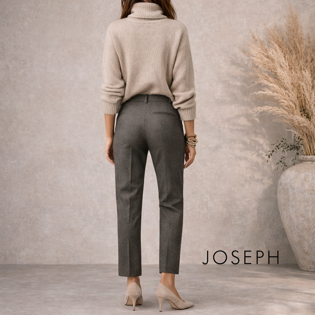 Joseph Zoom Dove Grey Flannel Stretch Trousers UK 10