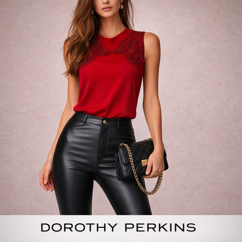 Dorothy Perkins Embellished Red Blouse Top UK 12 NWT