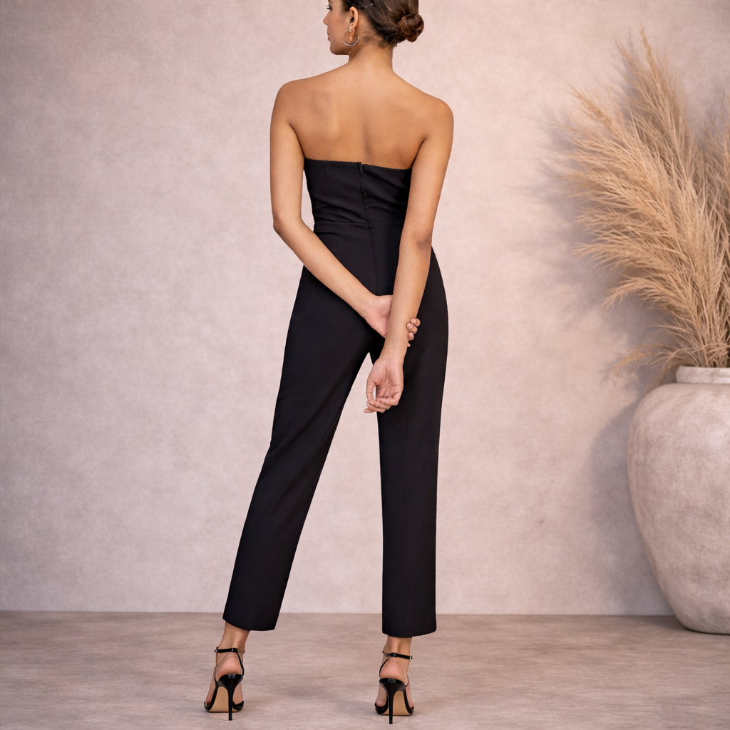 Miss Selfridge Black Bandeau Jumpsuit  UK 8