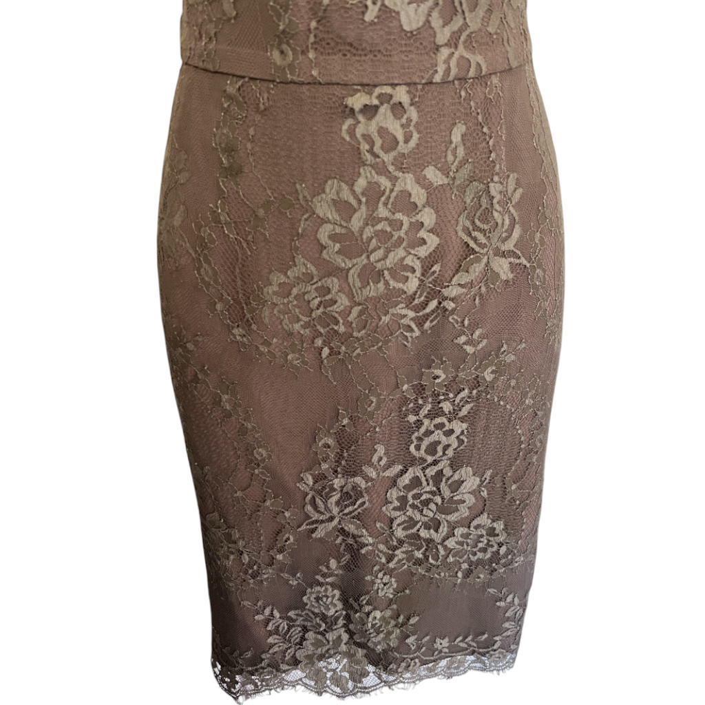 L.K. Bennett Essie Taupe Lace Pencil Skirt UK 10