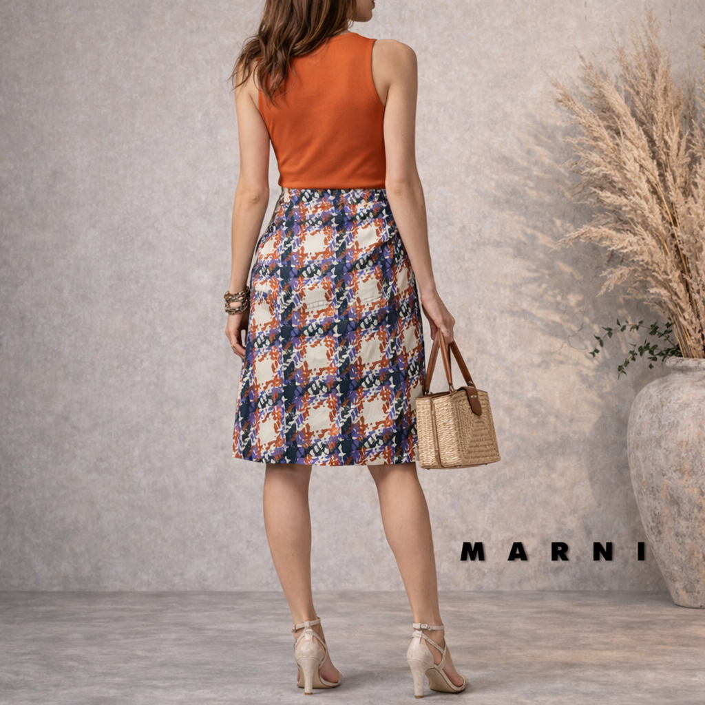 Marni Multi Coloured Silky Light Summer Skirt UK 12