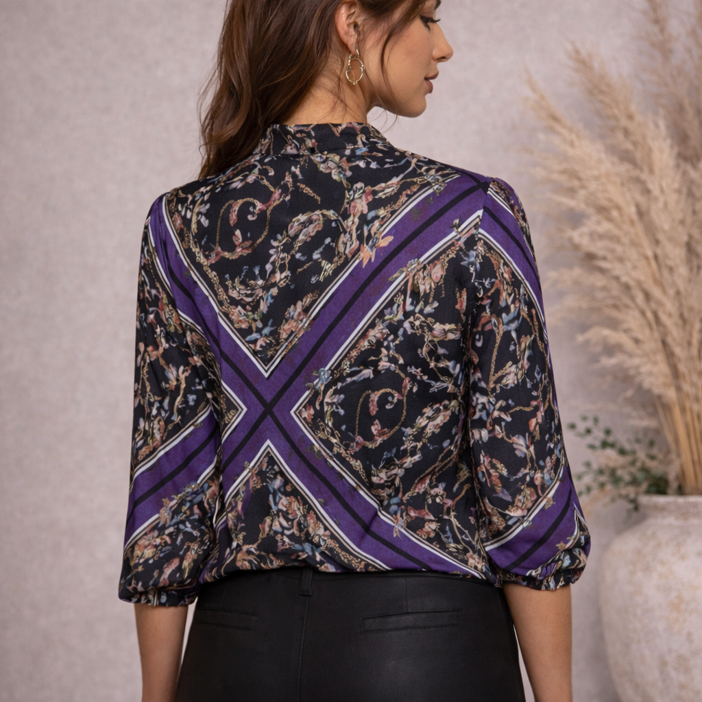 Dorothy Perkins Black Purple Blouse UK 12