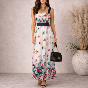 Monsoon White Chiffon Multi Coloured Floral Dress UK 10