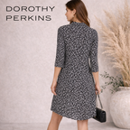 Dorothy Perkins &  Black White Dipped Hem Dress UK 12