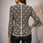 Sandwich Clothing Black & Cream Jacquard Collarless Jacket UK 12
