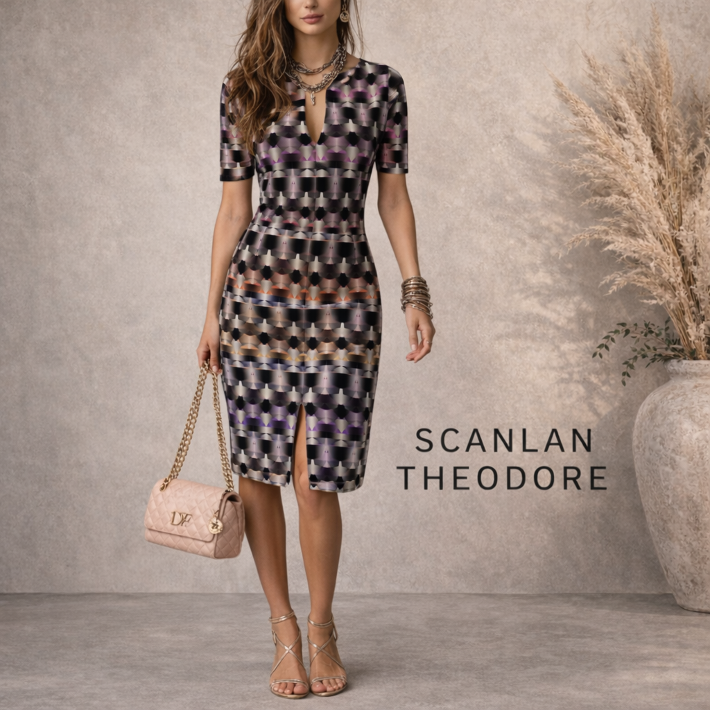 Scanlan Theodore Geometric Print Scuba Dress UK 8