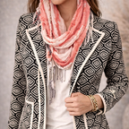 Sandwich Clothing Black & Cream Jacquard Collarless Jacket UK 12