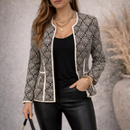 Sandwich Clothing Black & Cream Jacquard Collarless Jacket UK 12