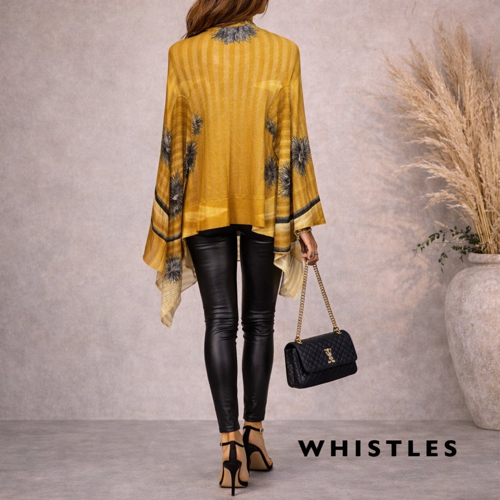 Whistles Mustard Yellow Cotton Fine Knit Waterfall Cardigan UK 8