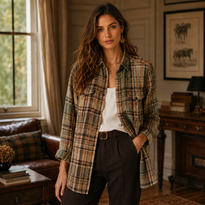 Ralph Lauren Women’s Linen Utility Shirt – Autumn Plaid