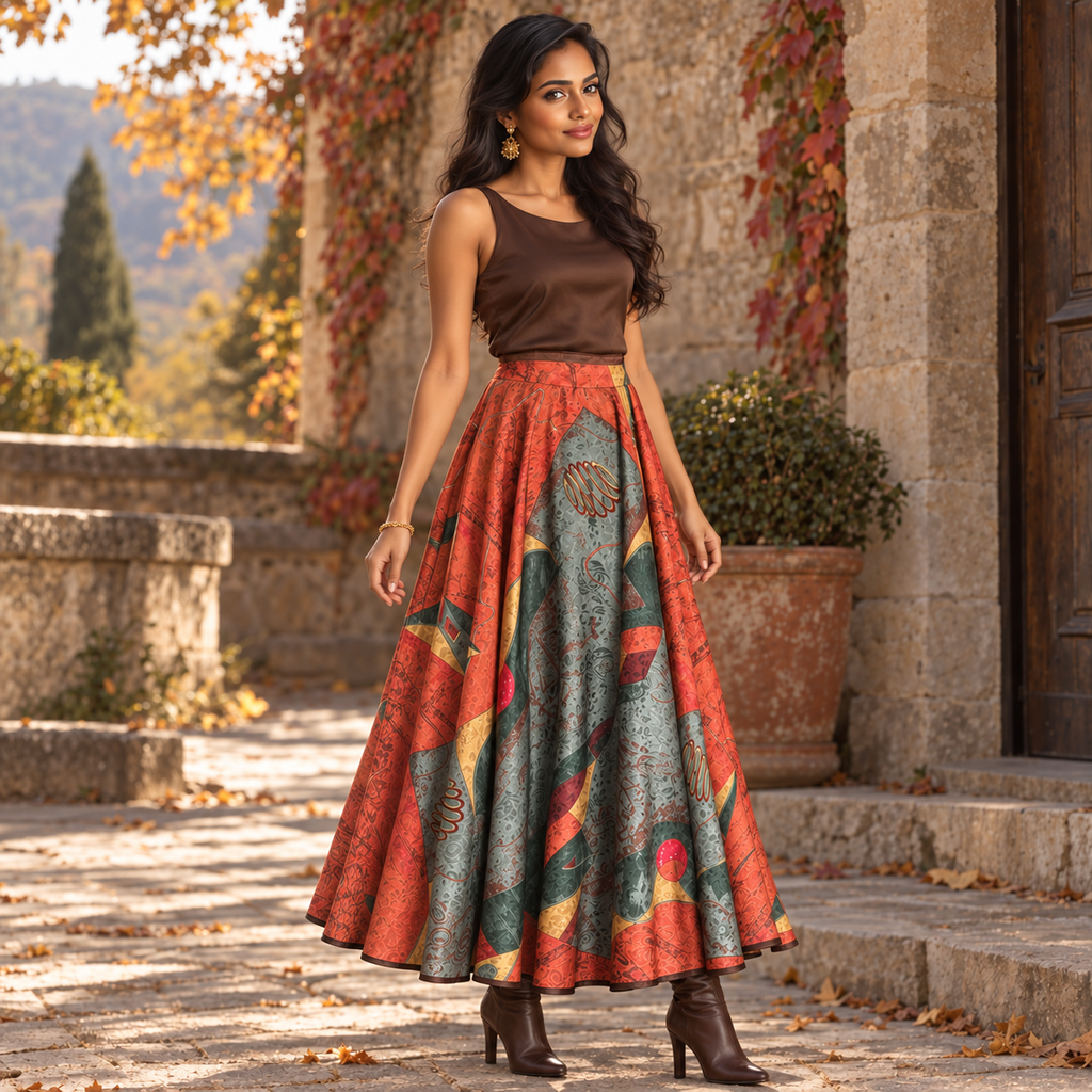 AnnaBelinda Vintage Abstract Silk Jacquard Skirt UK 10