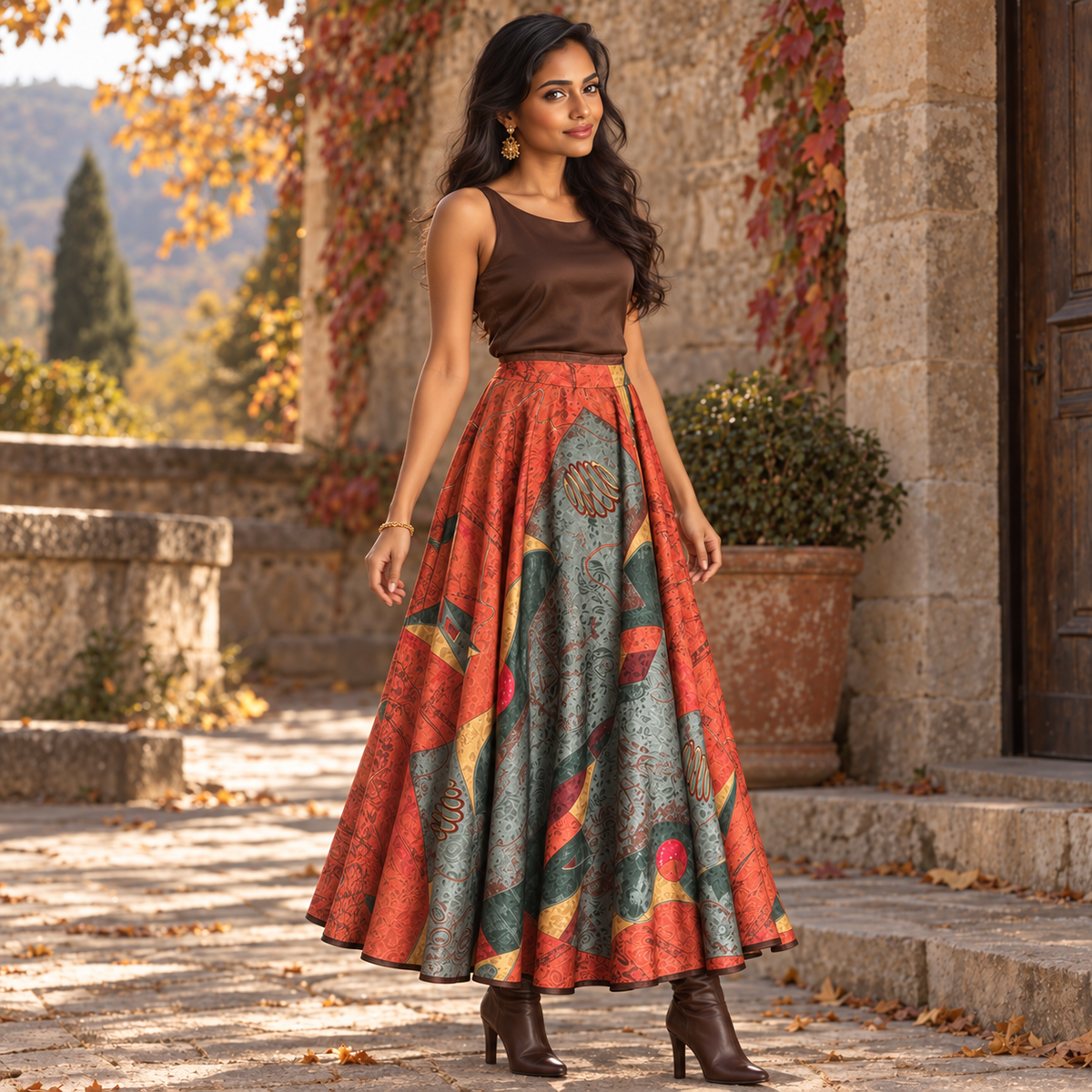 AnnaBelinda Vintage Abstract Silk Jacquard Skirt UK 10
