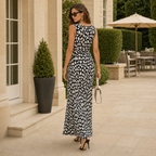 Hobbs Black & Cream Jersey Maxi Dress UK 8