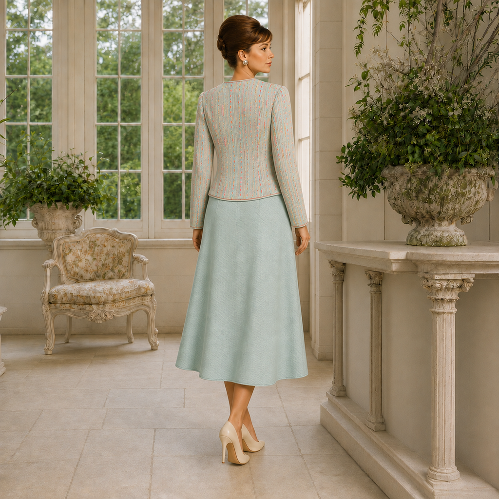 AnnaBelinda Rare Vintage Spearmint Textured Skirt Suit UK 14