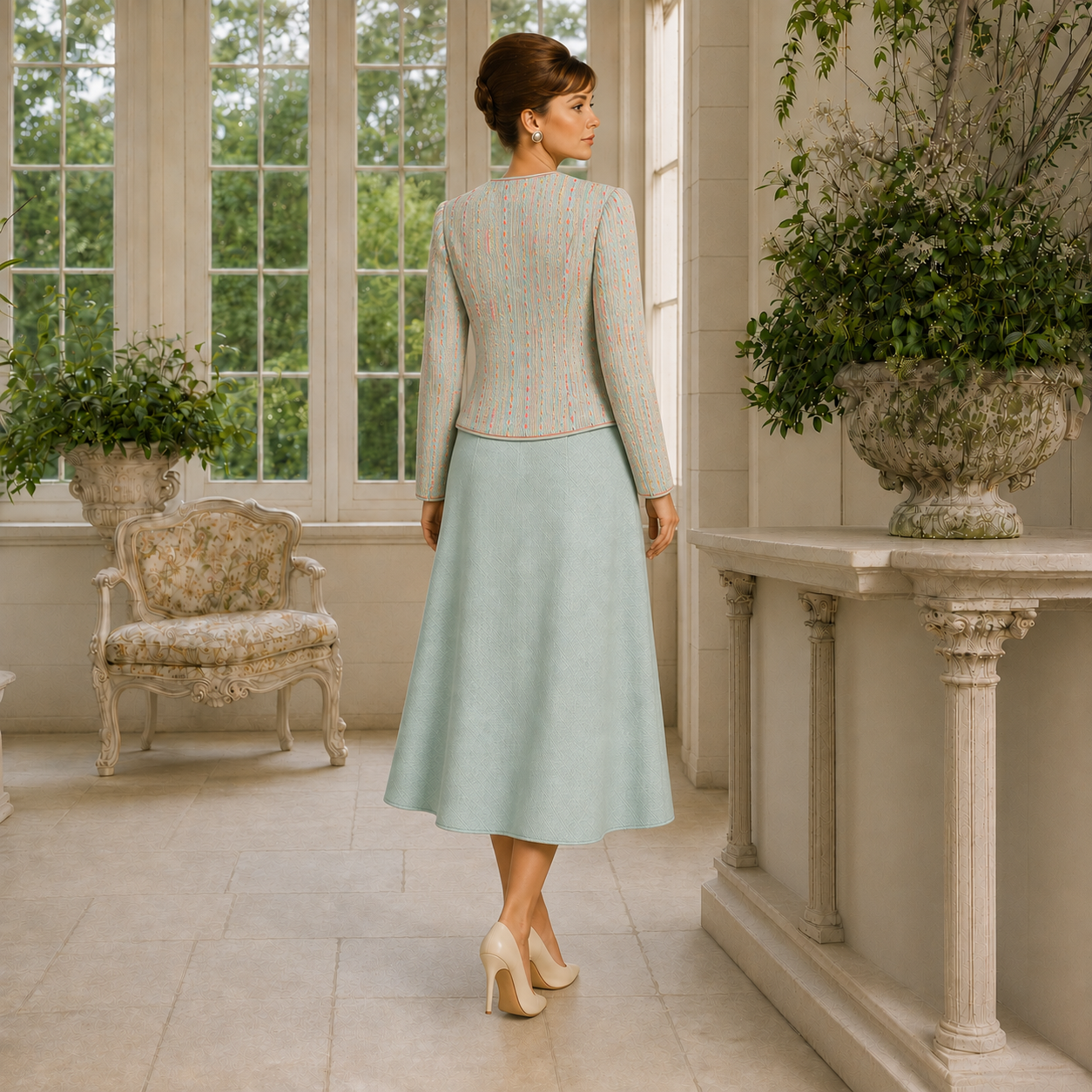 AnnaBelinda Rare Vintage Spearmint Textured Skirt Suit UK 14