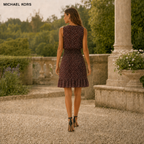 MICHAEL Michael Kors Burgundy Leaf Print Tiered Dress – UK 12