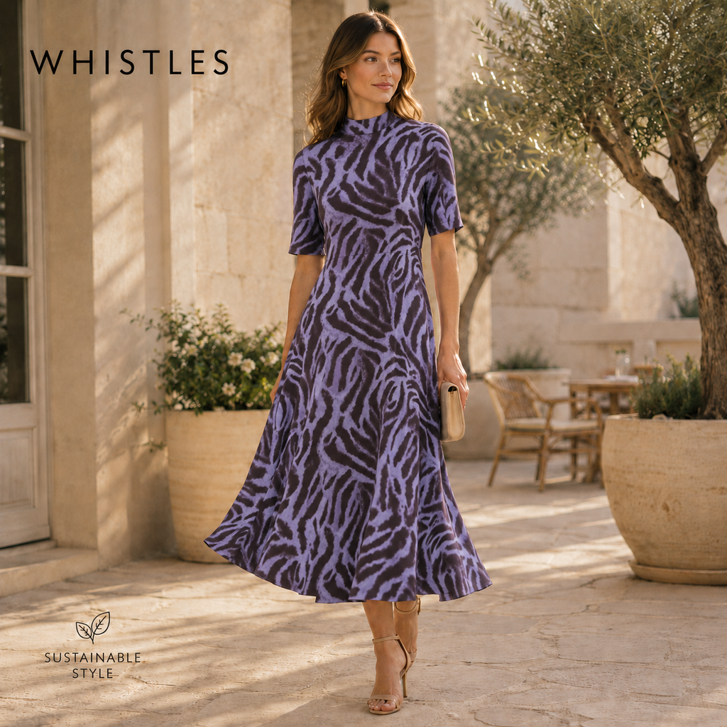 Whistles Woodland Tiger Abstract Print Dress UK 10