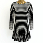 Hobbs Black White Stripe Ponte Jersey Dress UK 8