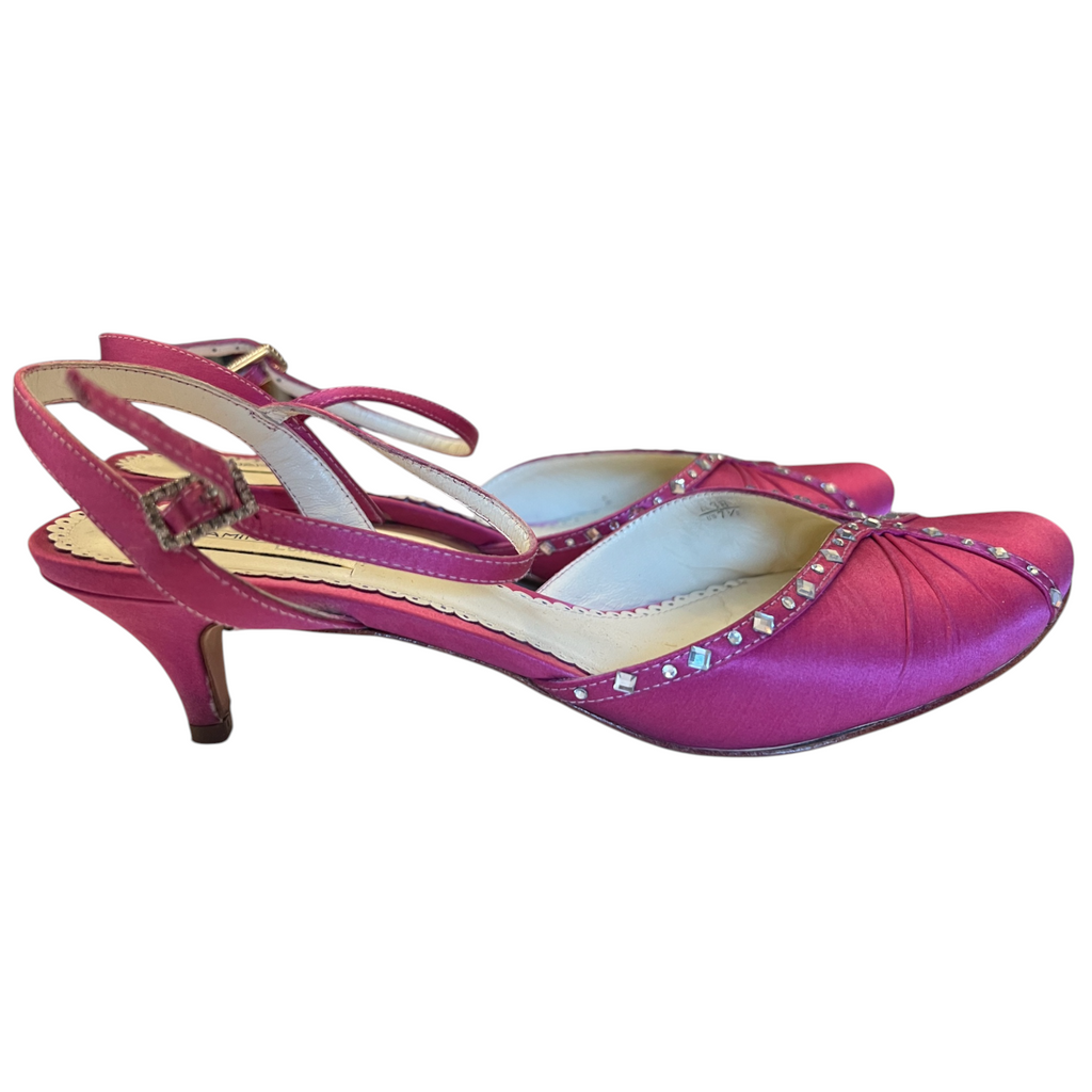 Benjamin Adams Pink Silk Diamante Occasion Shoes UK 5
