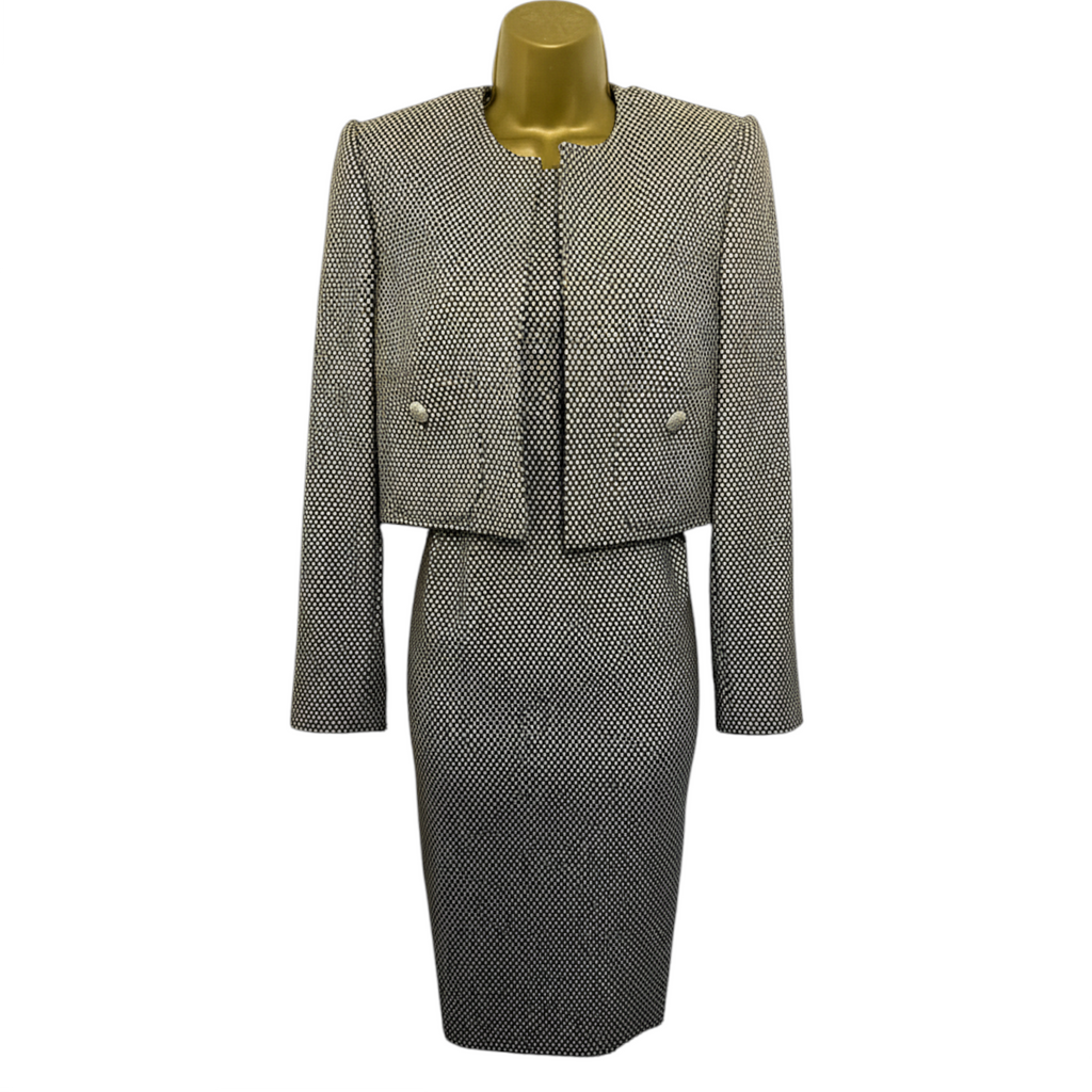 Stewart Parvin Rare Vintage Olive Green & Cream Dress Suit UK 10