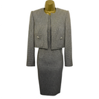 Stewart Parvin Rare Vintage Olive Green & Cream Dress Suit UK 10