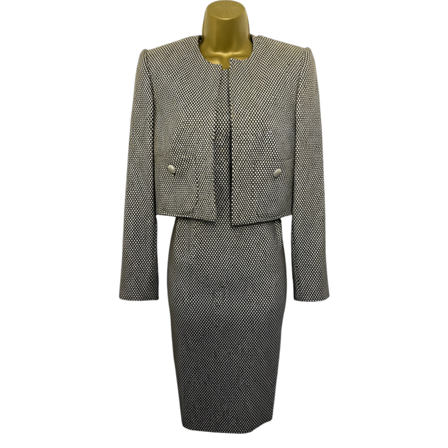 Stewart Parvin Rare Vintage Olive Green & Cream Dress Suit UK 10