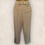 Alexander Wang Ecru High Waisted Tapered Pleated Trousers UK 6