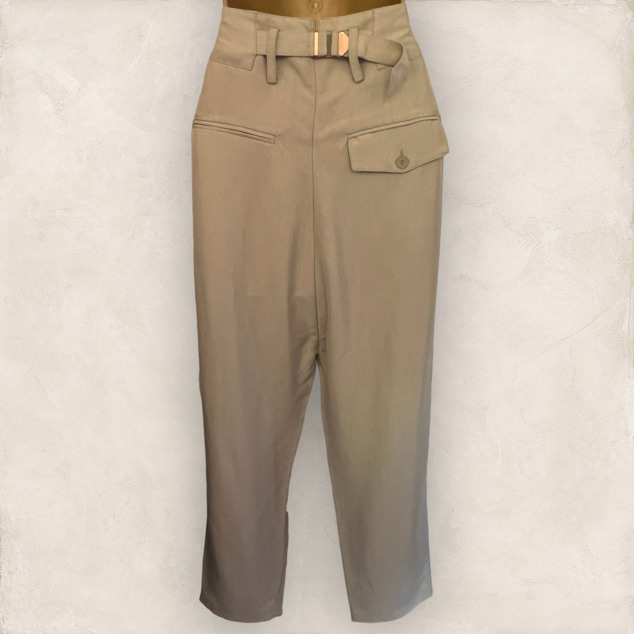 Alexander Wang Ecru High Waisted Tapered Pleated Trousers UK 6