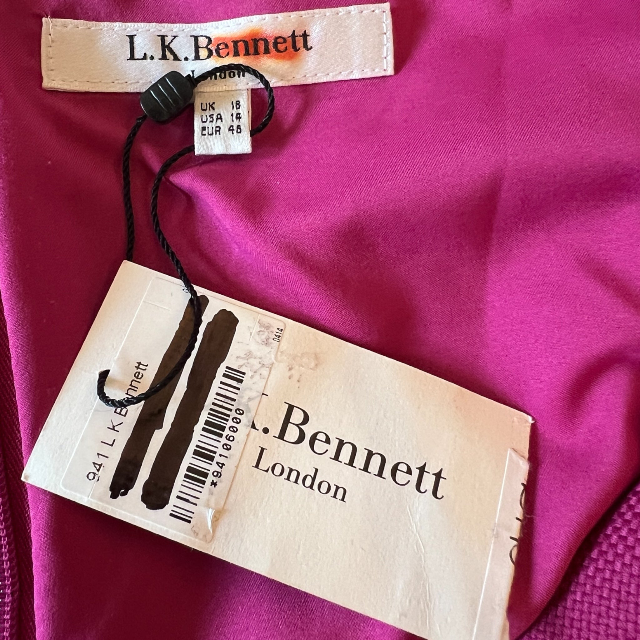L.K. Bennett Erianna Raspberry Sleeveless Dress UK 18