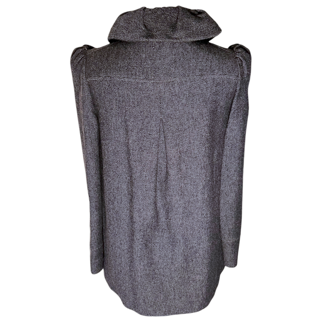 French Connection Grey Frill Collar Wool Military Style Jacket UK 8