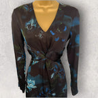 Jigsaw Navy Floral Long Sleeve Pencil Dress UK 6