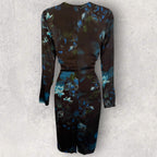 Jigsaw Navy Floral Long Sleeve Pencil Dress UK 6