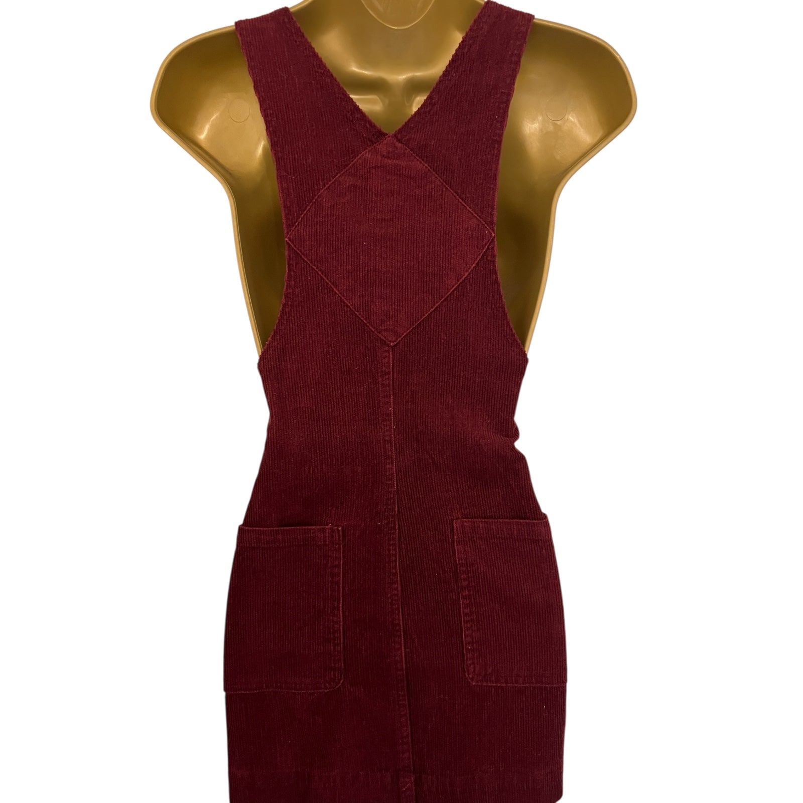 Brave Soul Cotton Burgundy Cord Mini Pinafore Dress UK 8
