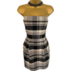 French Connection Black & GreyTartan Checked Wool Dress UK 8