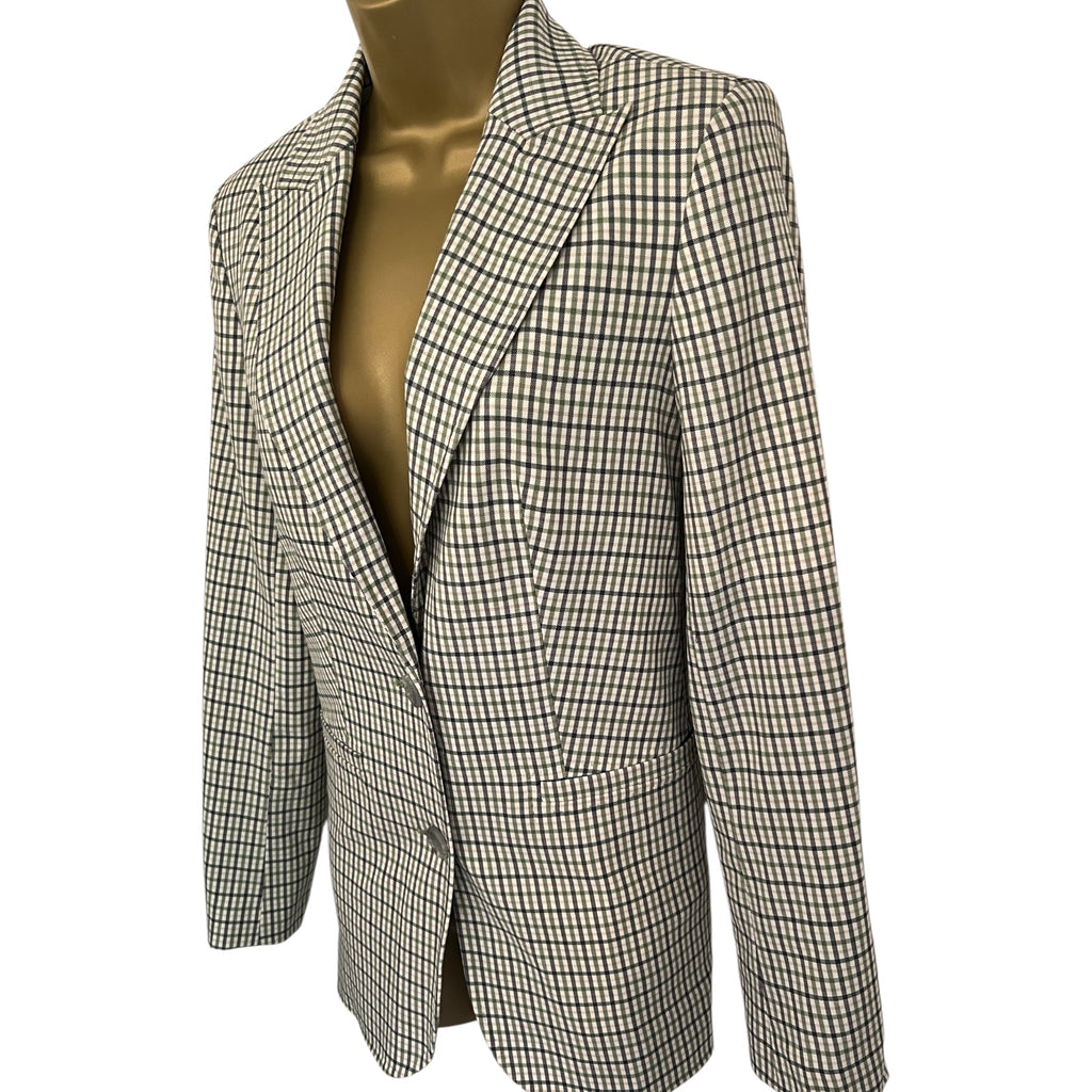 M&S Autograph Green Check Wool Jacket UK 8