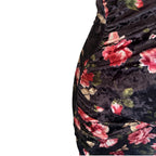 M&S Limited Edition Black Pink Velvet Floral Short Sleeve Dress UK 8