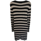 M&S Black & Grey Striped Floral Lace Yoke Dress UK 12