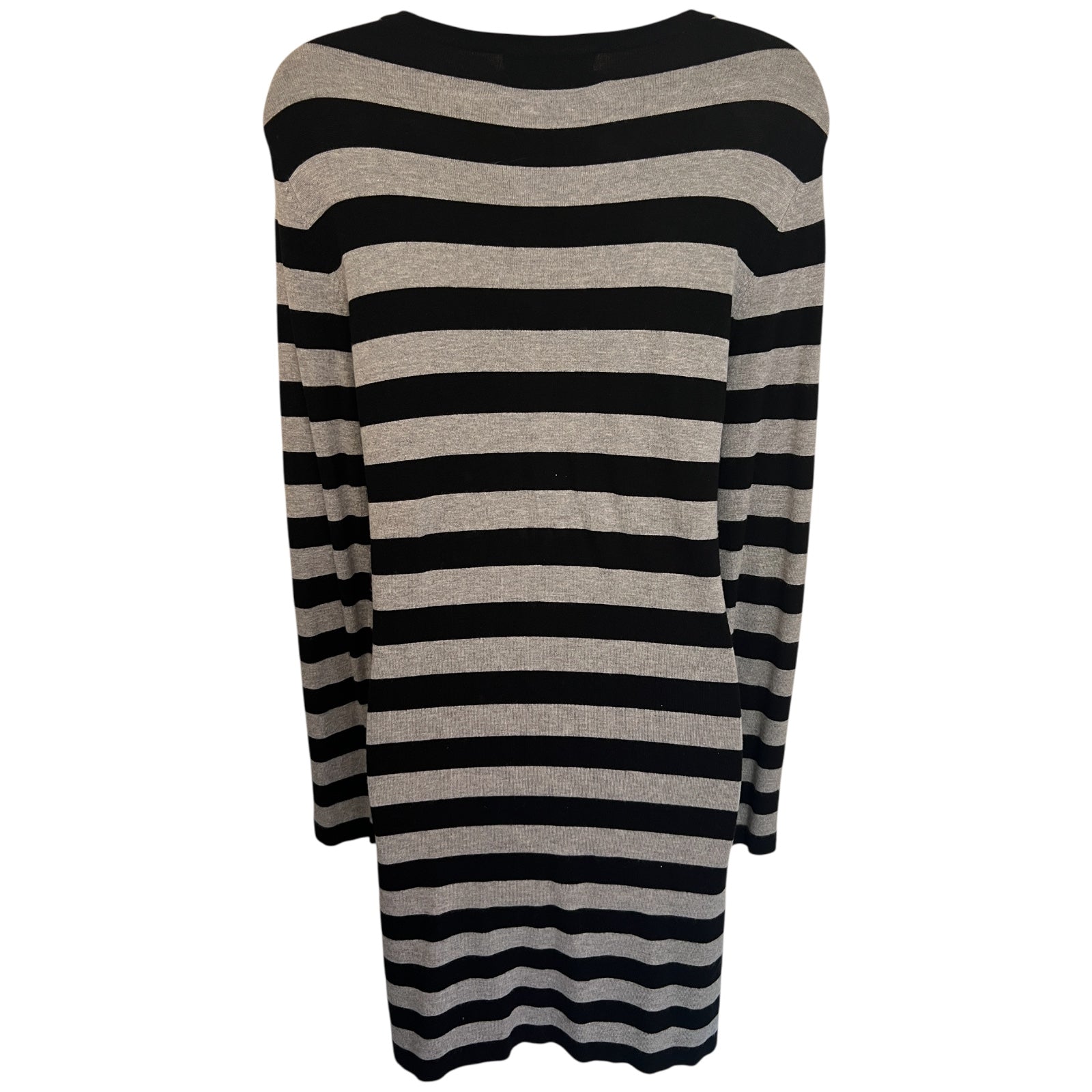 M&S Black & Grey Striped Floral Lace Yoke Dress UK 12