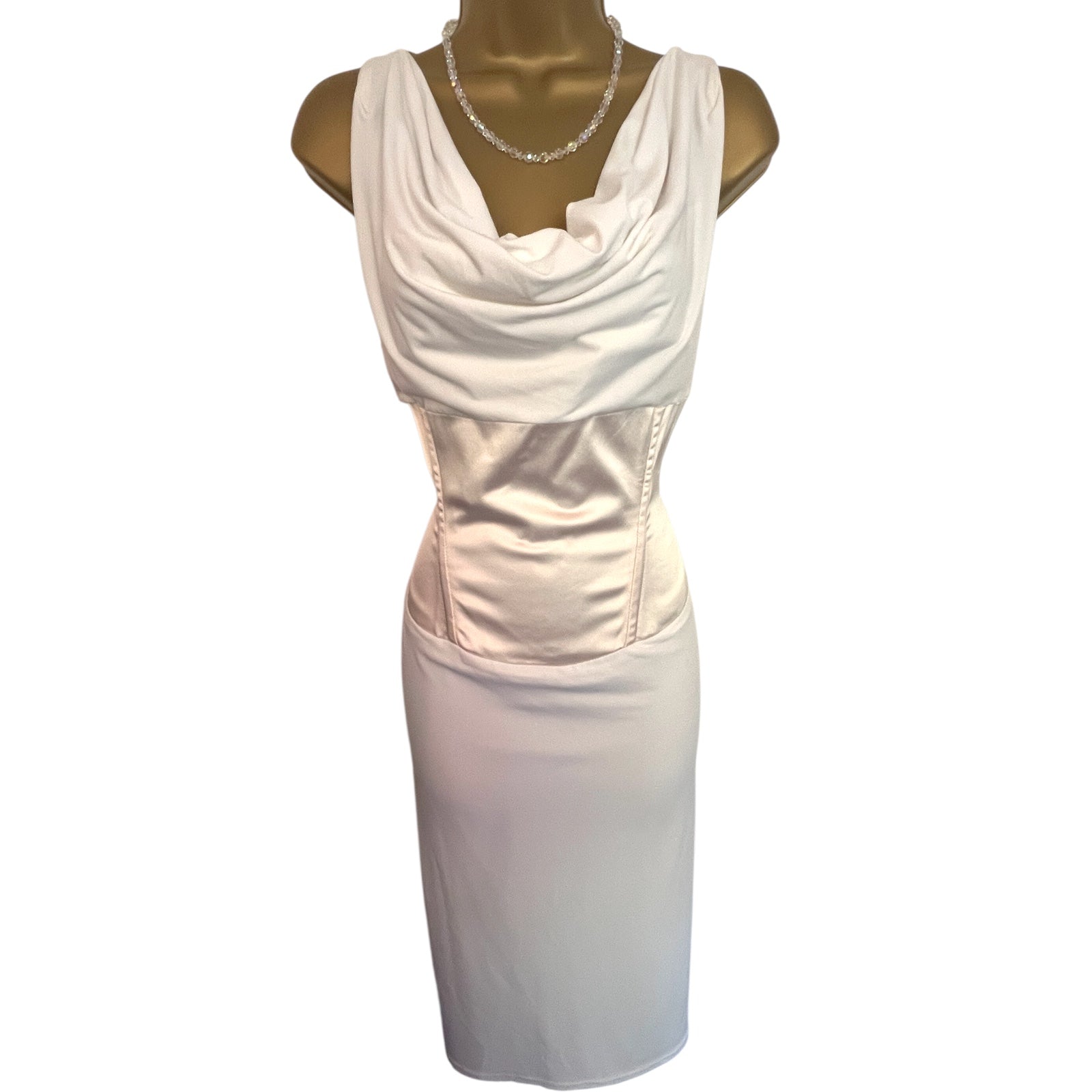 The Pretty Dress Company Cream Blush Satin Dress UK 14