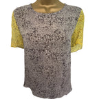 Reiss Jinny Grey & Yellow Reptile Print Silk Top UK 8