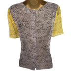 Reiss Jinny Grey & Yellow Reptile Print Silk Top UK 8