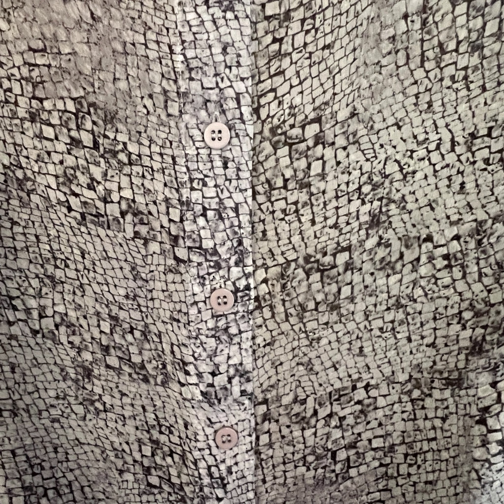 Reiss Jinny Grey & Yellow Reptile Print Silk Top UK 8