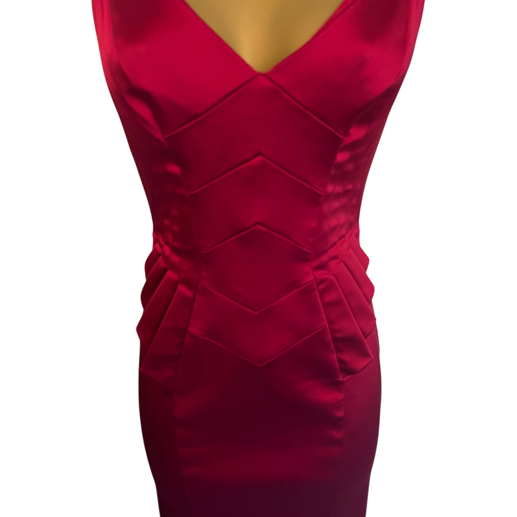 Karen Millen Red Satin Bodycon Sleeveless Cocktail Dress Sexy UK 8